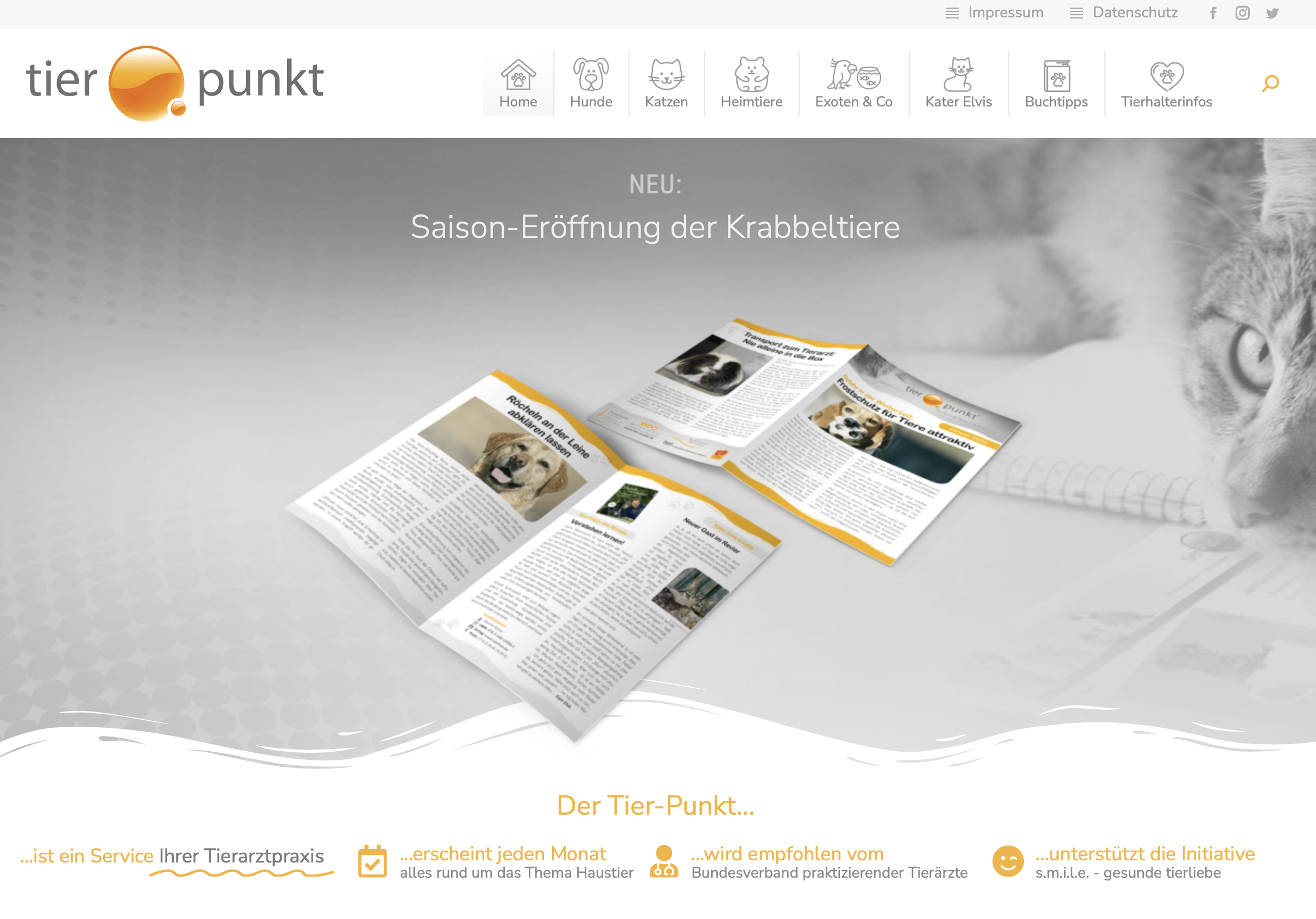 Screenshot der Webseite "Tier-Punkt.de"